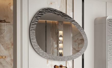 Asymmetrical bathroom mirror with a metal frame L292