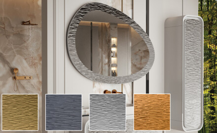 Asymmetrical bathroom mirror with a metal frame L292