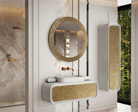 Round mirror featuring a stylish metal trim L288