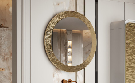 Round mirror featuring a stylish metal trim L288