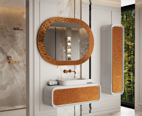 Bathroom mirror with stylish metal accents L289
