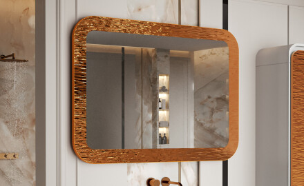 Rounded mirror with a metal frame L287