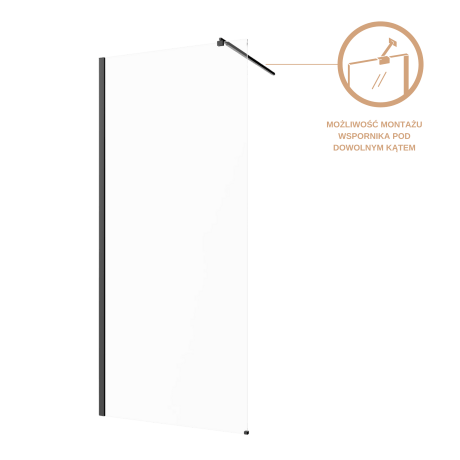 Walk-in cabin transparent glass black profile #7