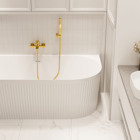 Free-standing Glamour 170 cm fluted panelled bathtub, complete with siphon and plug/drain in white #3