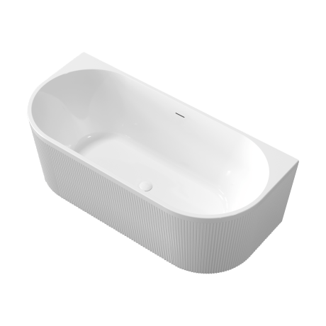 Free-standing Glamour 170 cm fluted panelled bathtub, complete with siphon and plug/drain in white #6