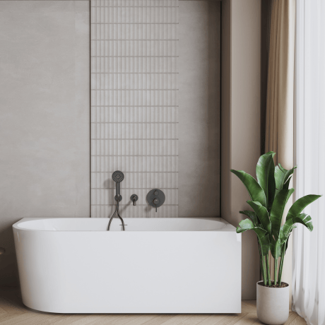 Astri freestanding wall-mounted bathtub, 150 cm, right-sided, complete with a trap, drain plug, and an elegant overflow #2