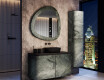Irregular-shaped mirror with a natural stone frame L296