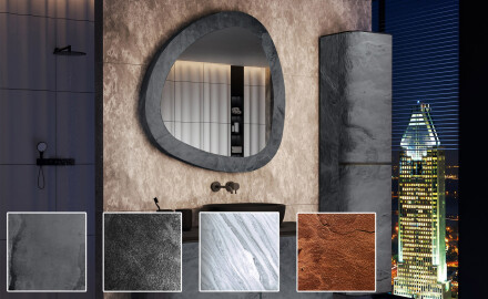 Irregular-shaped mirror with a natural stone frame L296