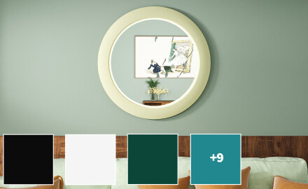 LED mirror with MDF in a round, lacquered frame L306