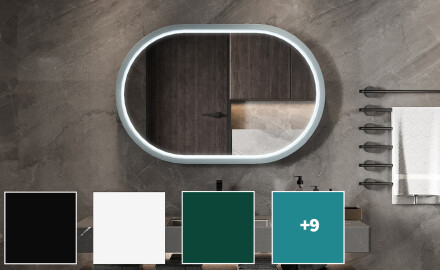 Stadium-shaped LED mirror with a lacquered MDF frame L307