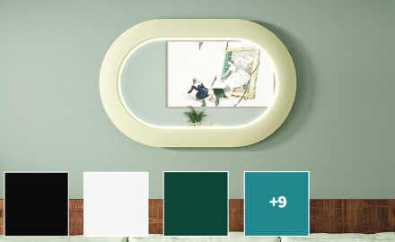 Modern LED mirror with a stadium shape and MDF frame L307