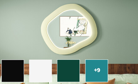 Designer LED mirror with MDF in a geometric shape L309