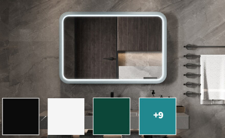 Rounded LED mirror with a lacquered MDF frame L305