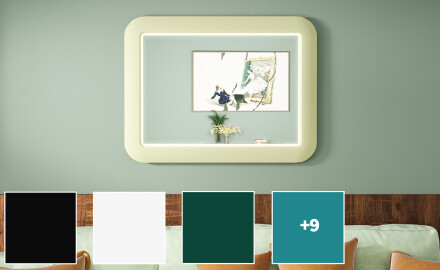 Rounded LED mirror in a glossy MDF frame L305