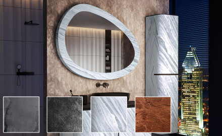 Asymmetrical mirror featuring a stone texture L298