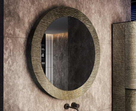 Round mirror with a stone frame L294 #4