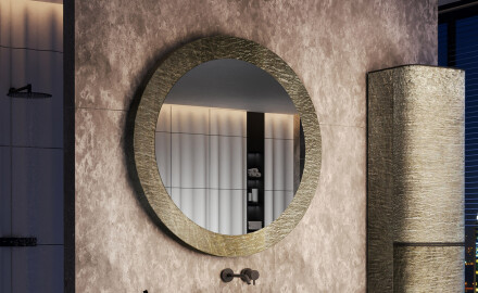 Round mirror with a stone frame L294