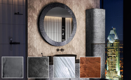 Round mirror with a stone frame L294