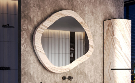 Bathroom mirror with a custom stone frame L297