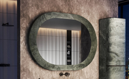 Bathroom mirror featuring a stone-look laminate L295