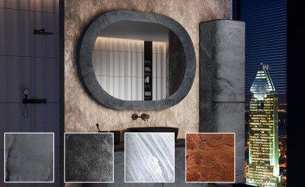 Bathroom mirror featuring a stone-look laminate L295