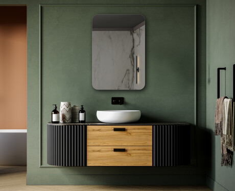 Rounded vertical wall hanging mirror L200