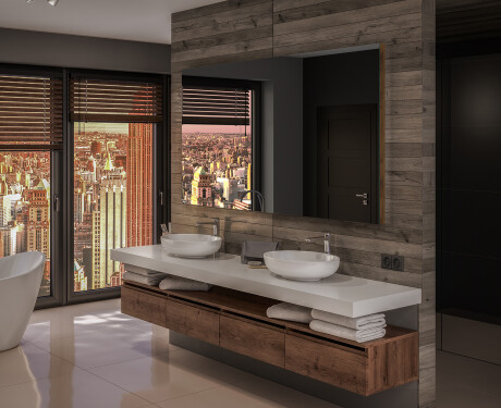 Hanging framed rectangular mirror L197