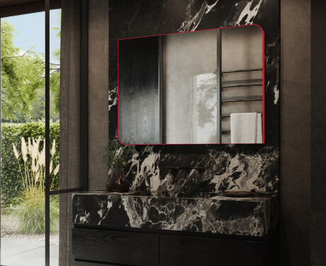 Hanging framed rounded mirror L201