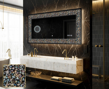 Backlit Decorative Mirror - Natural Stones