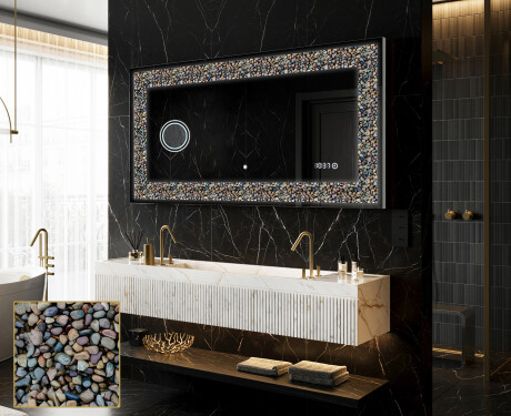 Backlit Decorative Mirror - Natural Stones