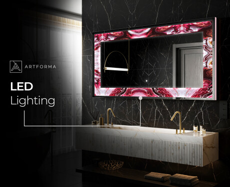 Backlit Decorative Mirror - Ruby Rhythms #10