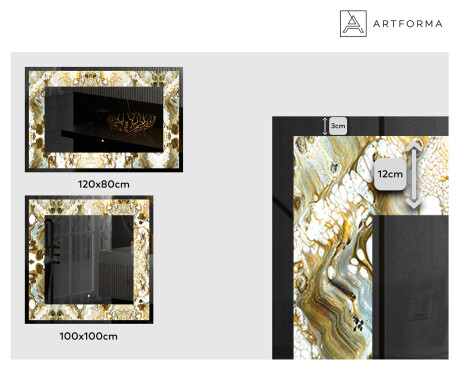 Backlit Decorative Mirror - Golden Streaks #2