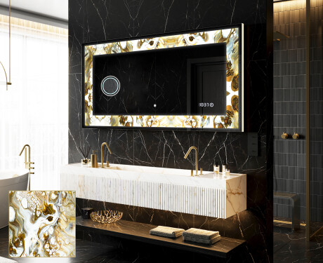 Backlit Decorative Mirror - Golden Streaks