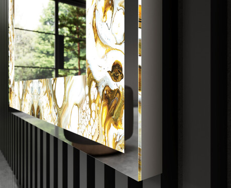 Backlit Decorative Mirror - Golden Streaks #3