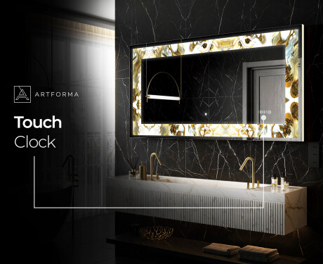 Backlit Decorative Mirror - Golden Streaks #9