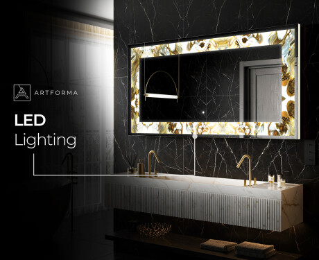 Backlit Decorative Mirror - Golden Streaks #10