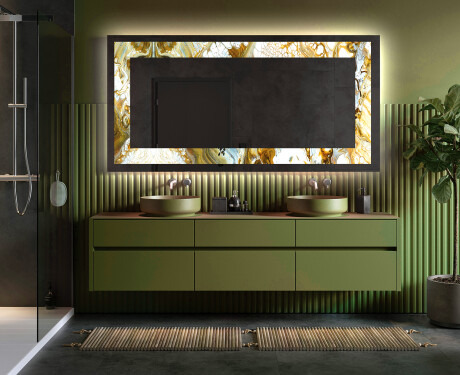 Backlit Decorative Mirror - Golden Streaks #5