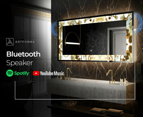 Backlit Decorative Mirror - Golden Streaks #7