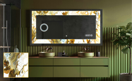 Backlit Decorative Mirror - Golden Streaks