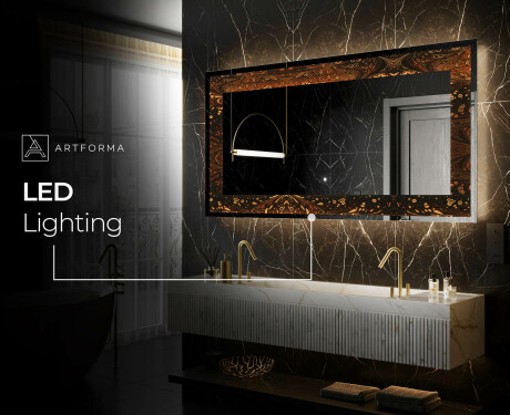 Backlit Decorative Mirror - Amber Shell #6