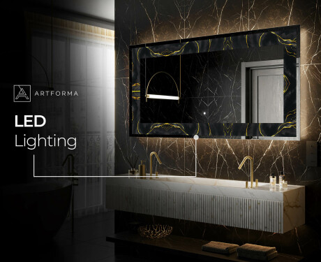 Backlit Decorative Mirror - Golden Veins #6