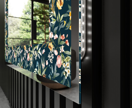 Backlit Decorative Mirror - Cascading Flowers #3
