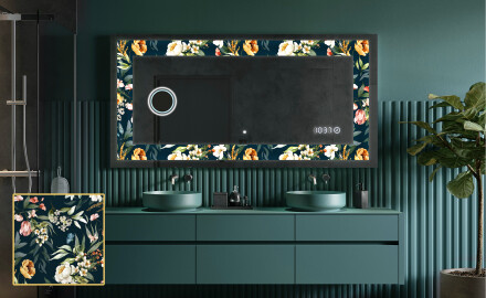 Backlit Decorative Mirror - Cascading Flowers