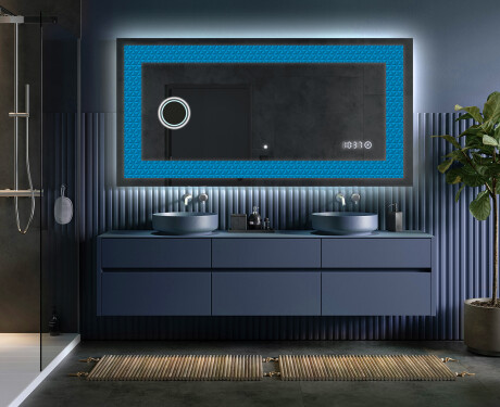 Backlit Decorative Mirror - Symmetrical Diamonds #5