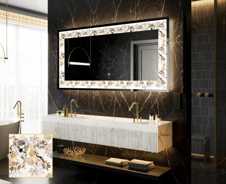 Backlit Decorative Mirror - Floral Reflections