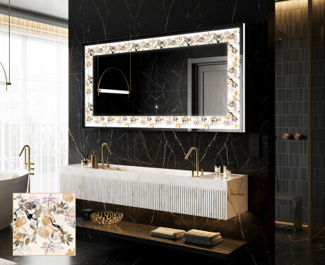 Backlit Decorative Mirror - Floral Reflections