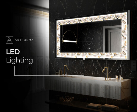 Backlit Decorative Mirror - Floral Reflections #10
