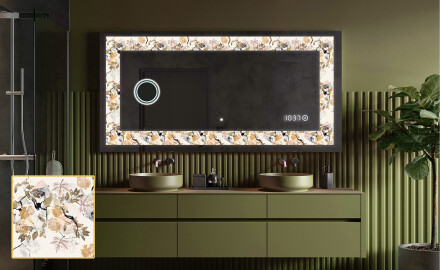 Backlit Decorative Mirror - Floral Reflections