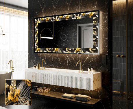 Backlit Decorative Mirror - Floral Symmetries