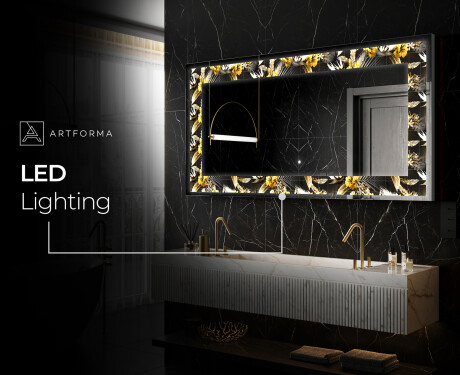 Backlit Decorative Mirror - Floral Symmetries #10